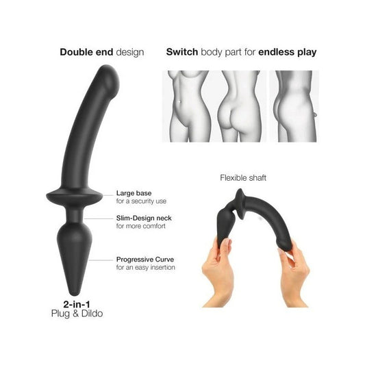 STRAP-ON-ME Switch Plug-In Semi-Realistic - Black - Anal Dildos