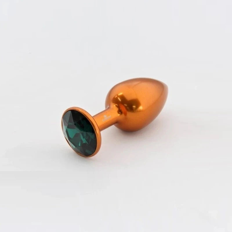 Rosebuds Orange Aluminium Butt Plug With Gem Medium Butt Plugs