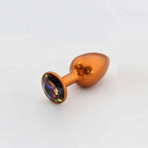 Rosebuds Orange Aluminium Butt Plug With Gem Medium - Butt Plugs