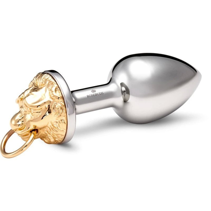 Rosebuds Luxe Steel Butt Plug - Majestic Golden Lion Design Butt Plugs