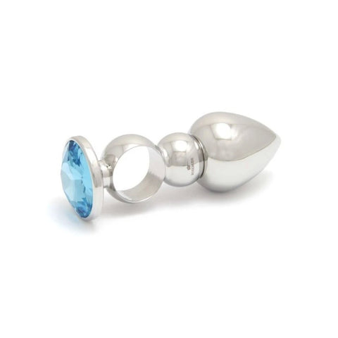 Rosebuds Versatile Ringed Stainless Steel Butt Plug with Crystal Gem - Butt Plugs