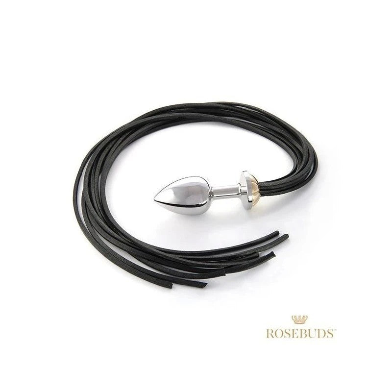 Rosebuds Intimate Fusion - Luxurious Metal Plug and Leather Whip Set Butt Plugs