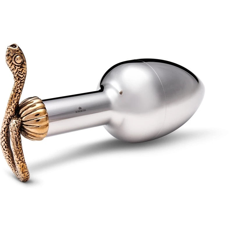 Rosebuds Luxe Metal Anal Plug with Snake Handle - XXL Size Butt Plugs