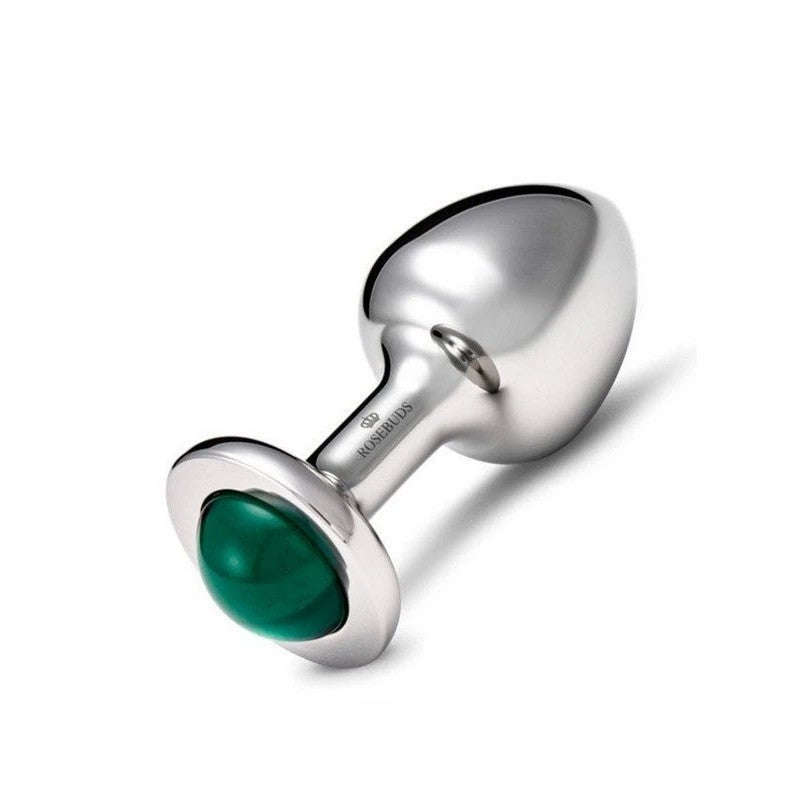 Rosebuds Stainless Steel Anal Plug Small With Malachite Gem Butt Plugs