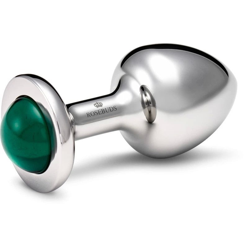 Rosebuds Stainless Steel Anal Plug Small With Malachite Gem Butt Plugs