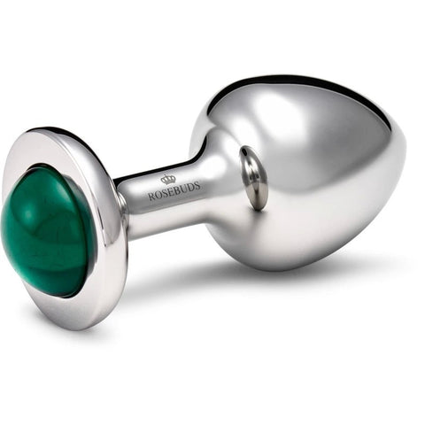 Rosebuds Stainless Steel Anal Plug Small With Malachite Gem - Butt Plugs