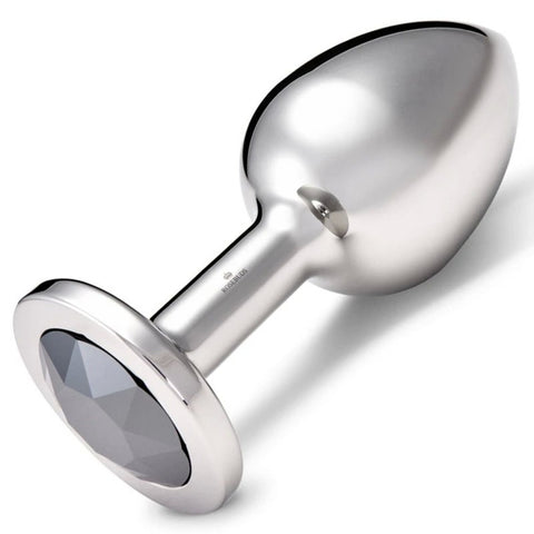 Rosebuds Luxurious Aluminium Black Butt Plug - Jeweled Clear XL - Butt Plugs