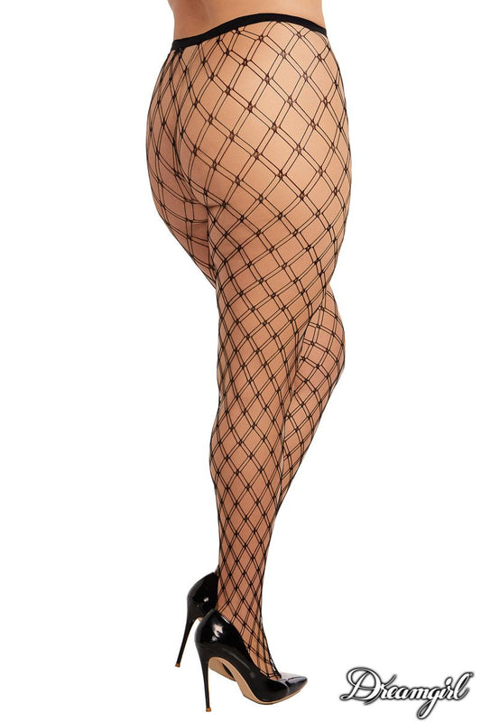 Dreamgirl Womens Sexy Double Fence-Net Pantyhose Queen - Fishnet and Thigh Highs