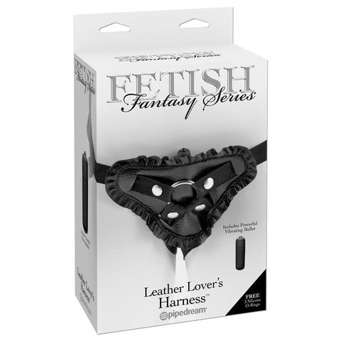 Fetish Fantasy Leather Lovers Strap On Harness Black - Strap On Sextoys