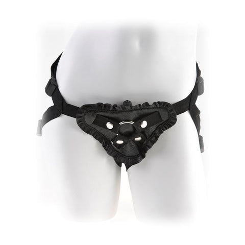 Fetish Fantasy Leather Lovers Strap On Harness Black - Strap On Sextoys