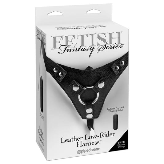 Fetish Fantasy Leather Low-Rider Strap On Harness Black - Strap On Sextoys