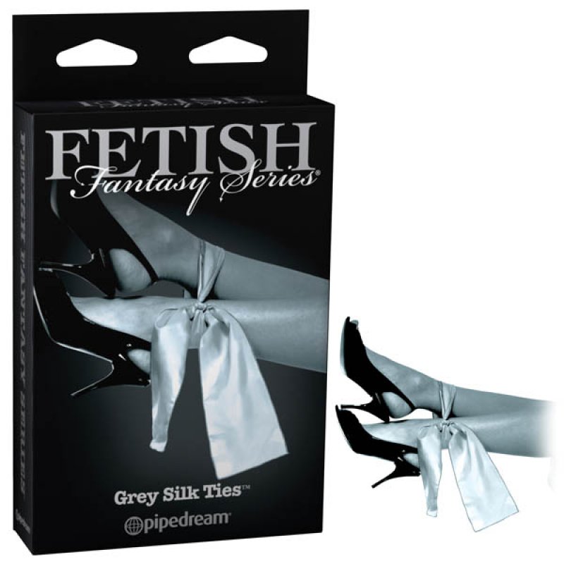 Fetish Fantasy Limited Edition Grey Silk Ties Collars and Leads