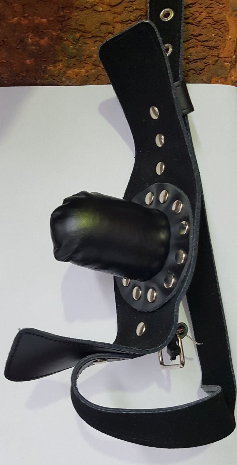 FetishFashion Leather Studded Insertable Gag Black Bondage Gags and Bits