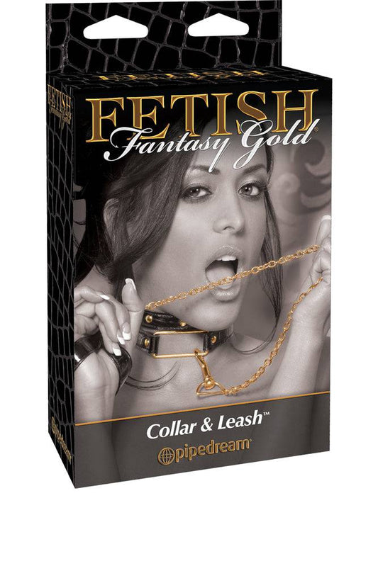 Fetish Fantasy Gold Bondage Collar and Leash Set - Collars and Leads