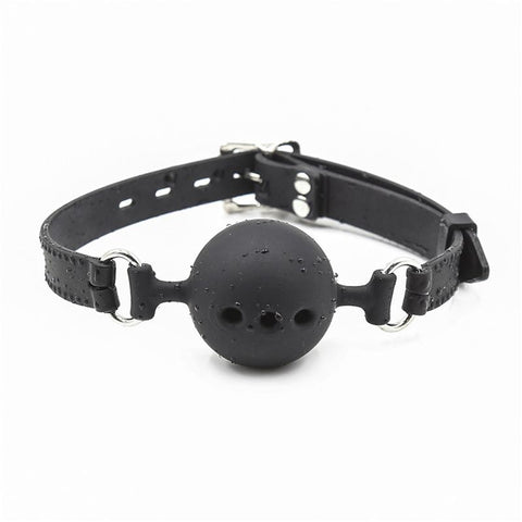 Full Silicone Breathable Ball Gag - Black - Bondage Gags and Bits