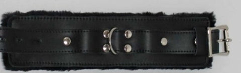 Hells Couture Premium Bondage Wrist Restraints - Leather and Fur Delight - Cuffs and Restraints