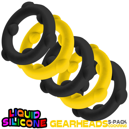 Oxballs Gearheads 5 Pack Spinner Cock Rings - Cock Ring Sets