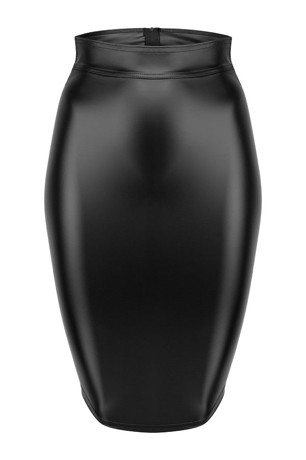 Noir Handmade Power Wetlook Pencil Skirt With Long Zipper Her Fetish