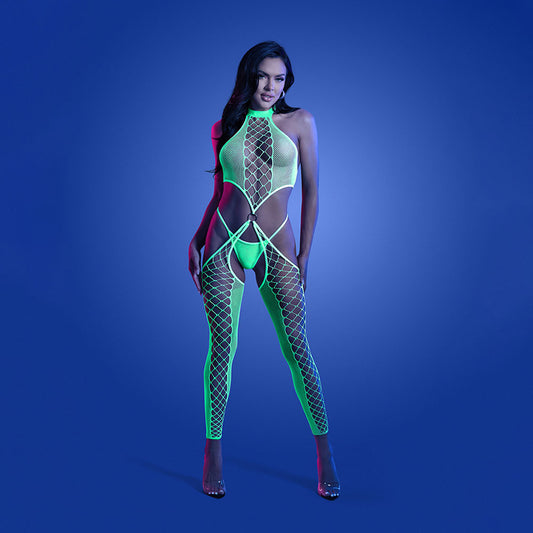 Radiant Allure - Glow UV-Reactive Bodystocking - Bras and Bra Sets