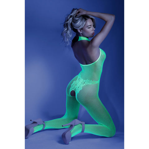 Glow Moonbeam - Captivating Fishnet & Lace Bodystocking - Body Stockings