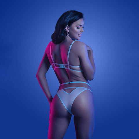 Luminous Allure - Glow Prismatic Bra & Cage Panty Set - Bras and Bra Sets