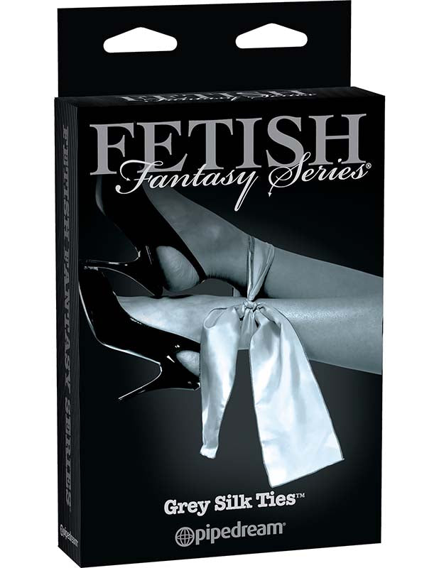 Fetish Fantasy Limited Edition Grey Silk Ties Collars and Leads