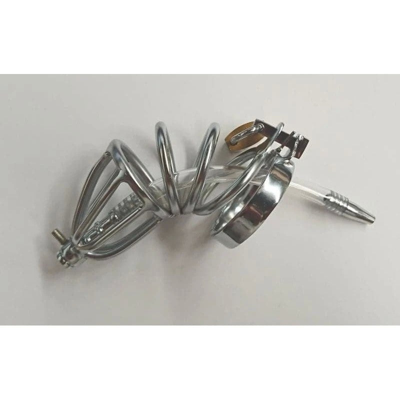 Hoop Male Chastity Cage with Urethral Tube Male Chastity