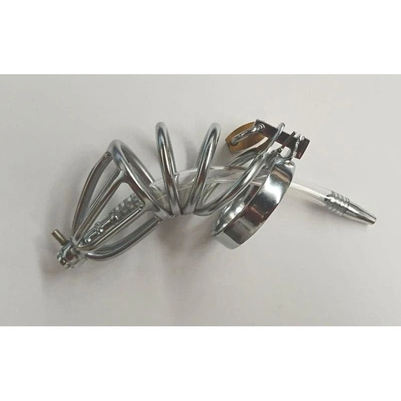 Hoop Male Chastity Cage with Urethral Tube Male Chastity