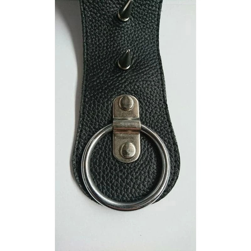 Devils Spiked Leather Collar with O Ring Cock Rings