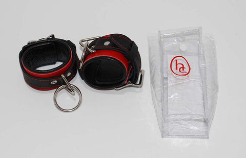 Netherworld Restraints Wrist Cuffs Black and Red Leather - Cuffs and Restraints