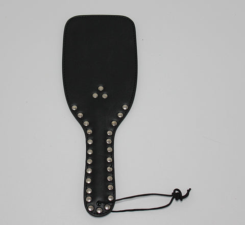 Fetlife Wide Ping-Pong Studded Leather Paddle - Paddles And Slappers