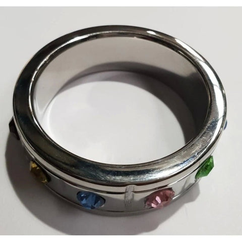 Jewelled Brick Steel Cock Ring - Cock Rings