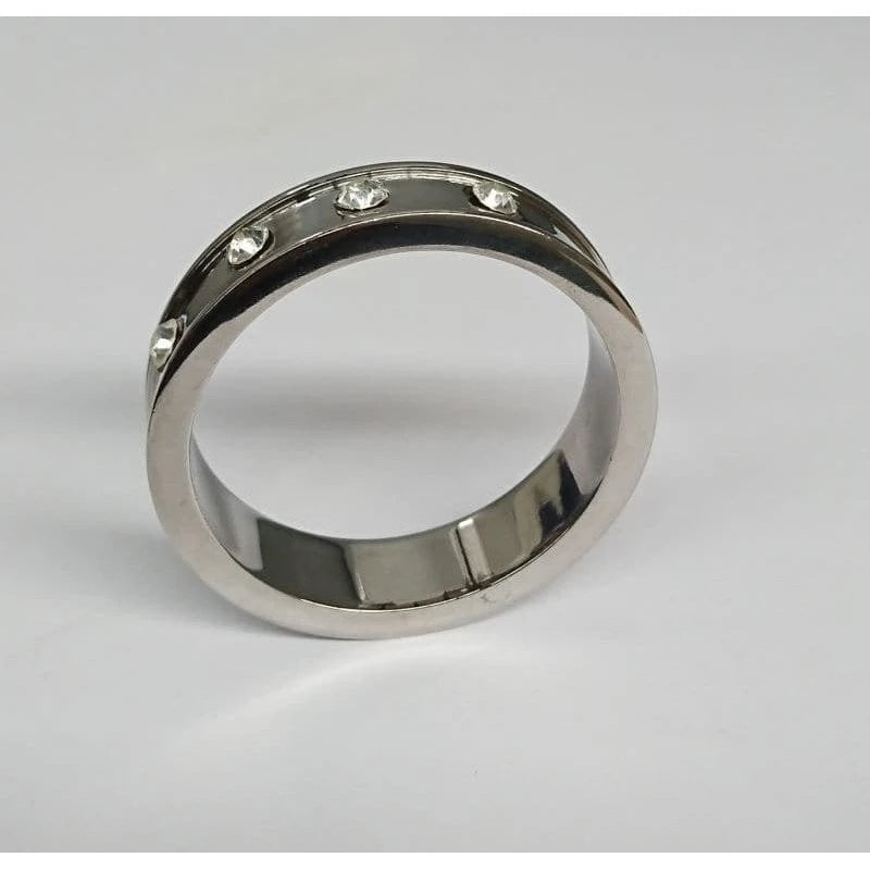 Deep Shallow Steel Cock Ring with Diamond Gem Cock Rings