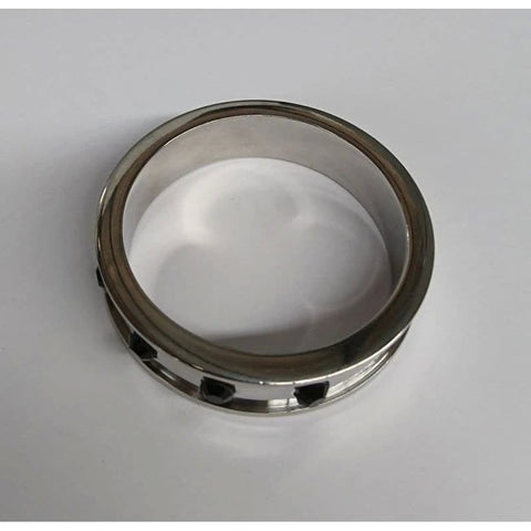Deep Shallow Steel Cock Ring with Onyx Gem - Cock Rings