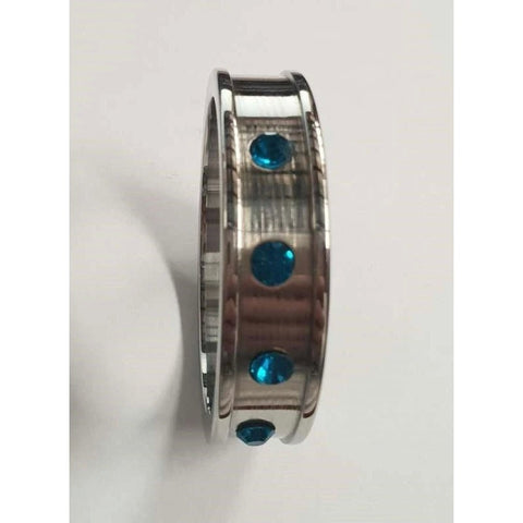 Deep Shallow Cock Ring 55mm Sapphire Gemmed - Cock Rings