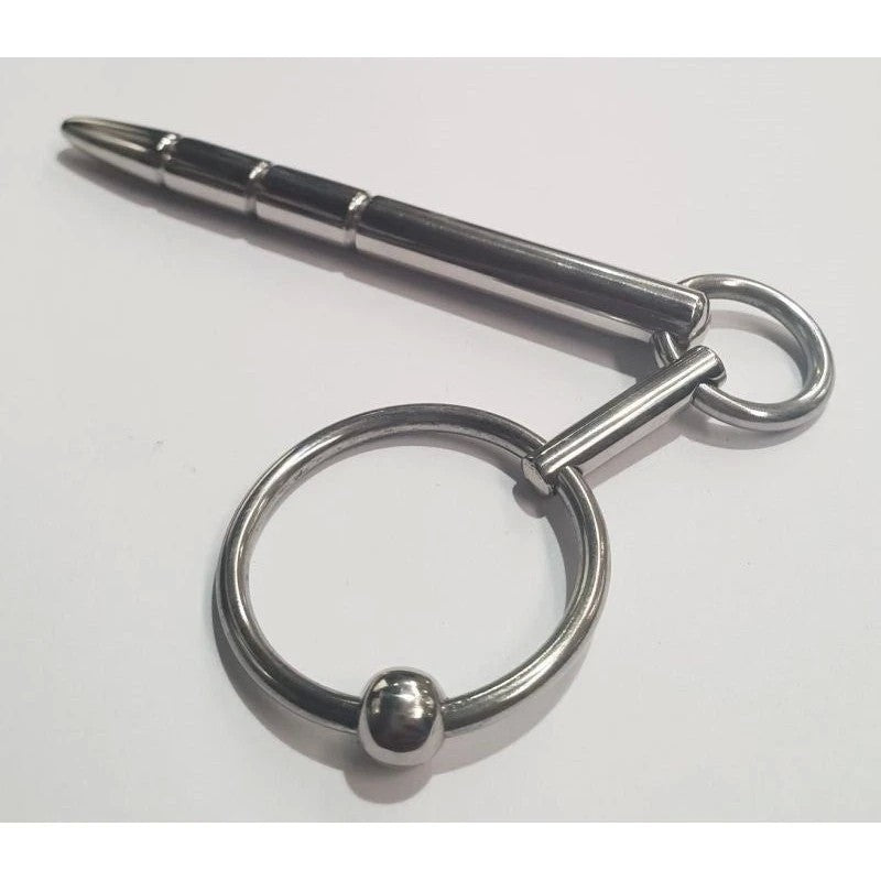 Xtube Steel Ribbed Penis Plug Wand with Glans Ring Penis Plugs