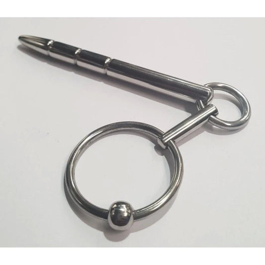 Xtube Steel Ribbed Penis Plug Wand with Glans Ring Penis Plugs