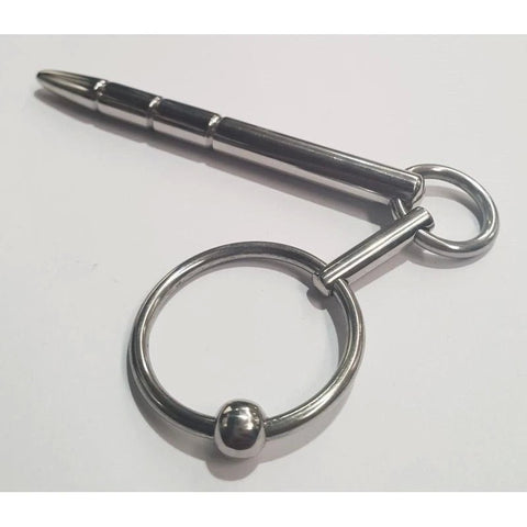 Xtube Steel Ribbed Penis Plug Wand with Glans Ring - Penis Plugs