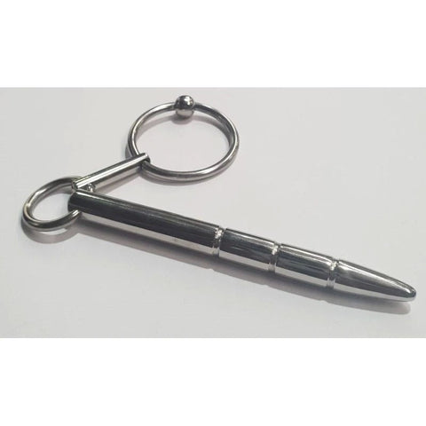 Xtube Steel Ribbed Penis Plug Wand with Glans Ring - Penis Plugs