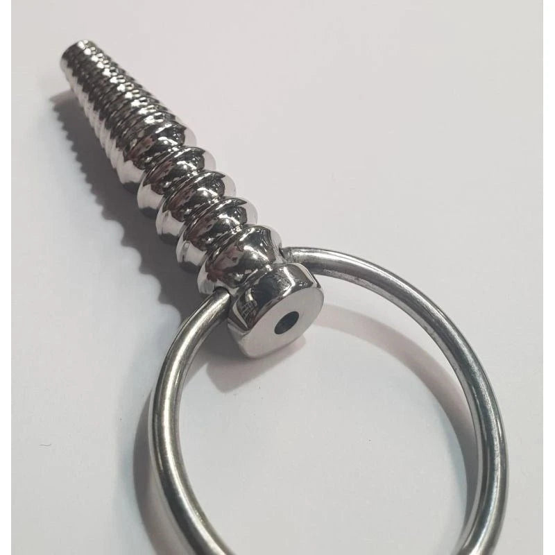 Ynaija Ribbed Metal Penis Plug With O-Ring Penis Plugs