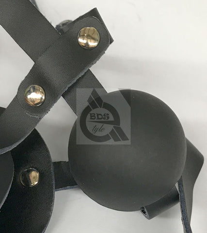 Head Harness Blindfold & Ball Gag Heavy - Bondage Gags and Bits