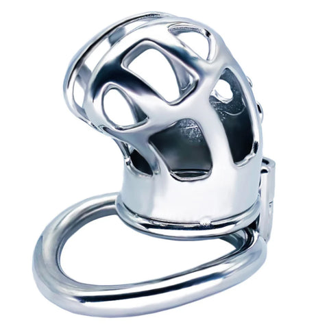 Hex Screw Bent Cock Lock Steel Cock Cage - Male Chastity