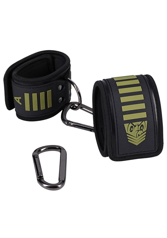 Doc Johnson Fort Troff Tactical BDSM Ankle Cuffs Black/Green Cuffs And Restraints