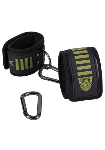 Doc Johnson Fort Troff Tactical BDSM Ankle Cuffs Black/Green - Cuffs And Restraints