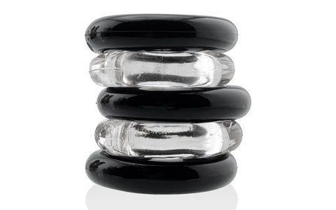Hunkyjunk Jacker Stack 5 Piece Strong Cock Ring Set - Cock Ring Sets