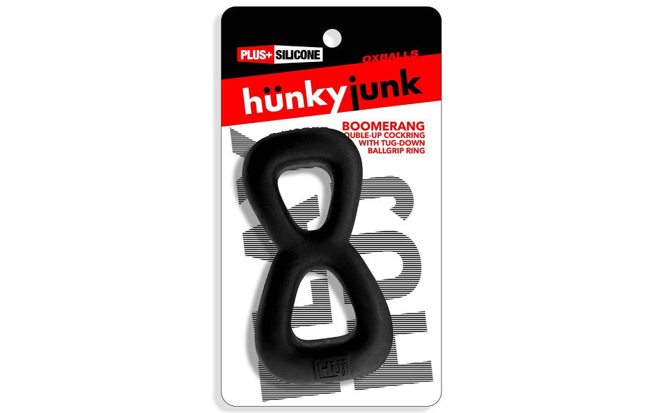 Hunkyjunk Boomerang Double Cockring Ball Stretcher - Ball Stretchers and Crushers