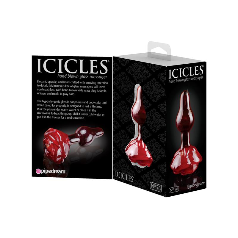 Pipedream Icicles No 76 Rose Shape Glass Butt Plug Glass Sex Toys