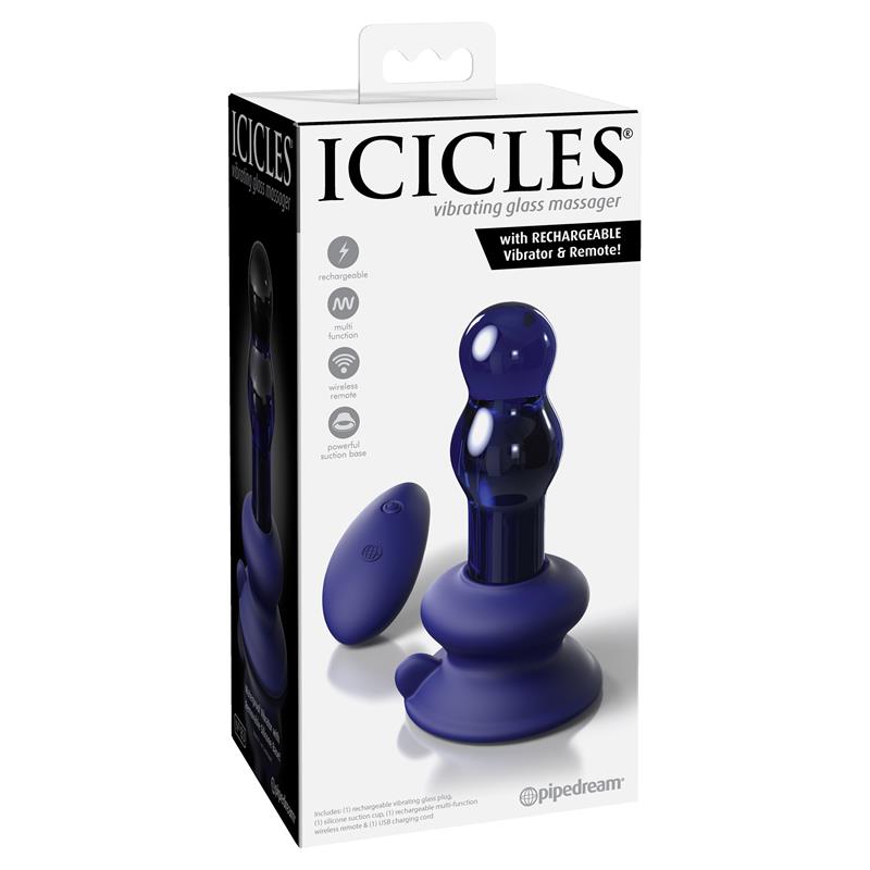 Pipedream Icicles No 83 Remote Control Glass Anal Vibrator Glass Sex Toys