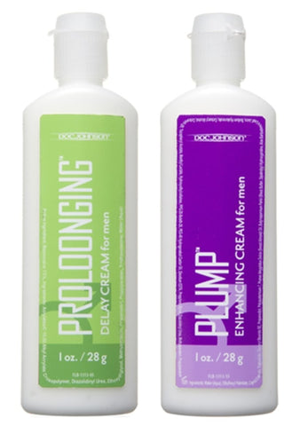Doc Johnson Prolonging and Plump Cream for Men 2 Pack - Delay and Excite Sprays