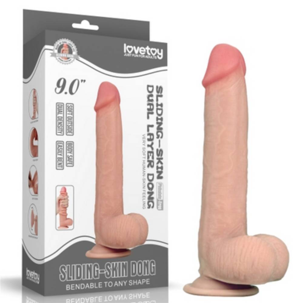 Lovetoy Sliding Skin Dual Layer Realistic Dong Wit Flexible Skin Flesh Realistic Dildos